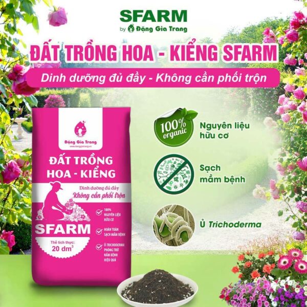 Đất sạch hữu cơ Sfarm Đặng Gia Trang trộn sẵn dùng trồng cây cho hoa, bonsai, cây kiểng túi 5dm (1.7kg) Đất - Sỏi - Xơ dừa 2