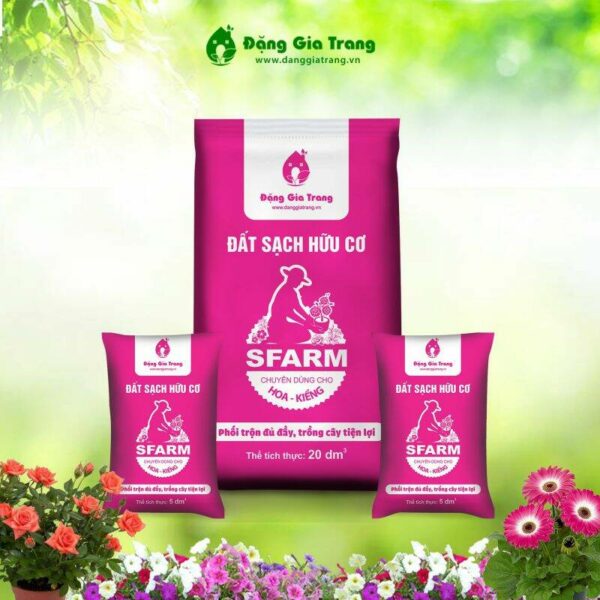 Đất sạch hữu cơ Sfarm Đặng Gia Trang trộn sẵn dùng trồng cây cho hoa, bonsai, cây kiểng túi 5dm (1.7kg) Đất - Sỏi - Xơ dừa 7